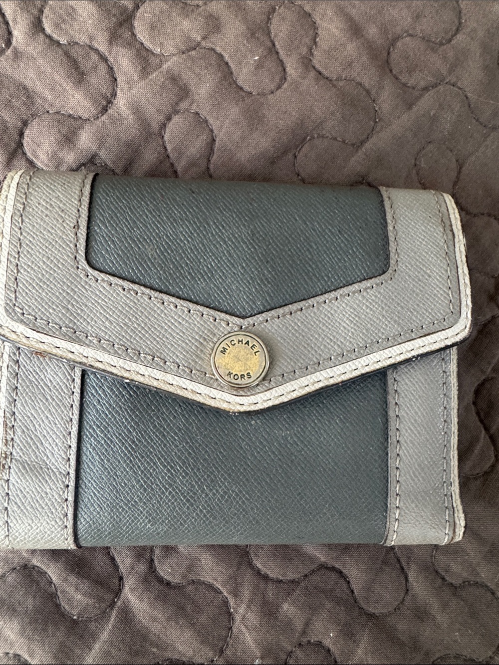 Michael Kors Two-Tone Gray and Charcoal Leather Wallet